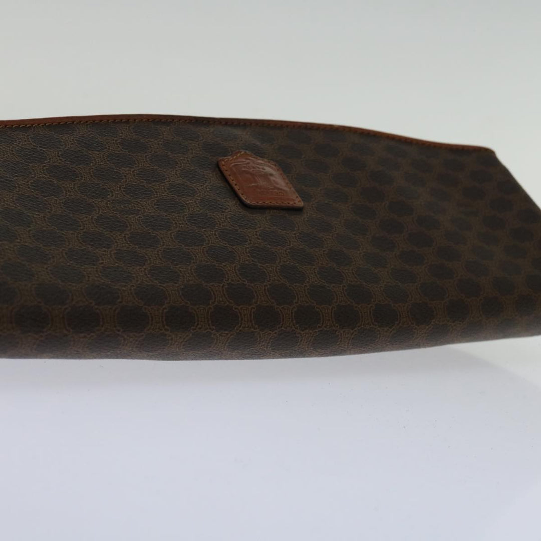 Celine Macadam Canvas Clutch Bag PVC Brown  69683