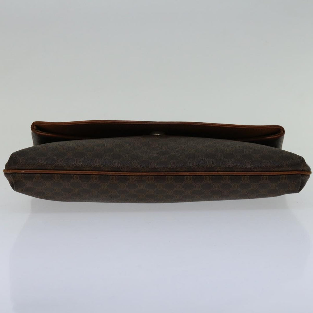 Celine Macadam Canvas Clutch Bag PVC Brown  69683