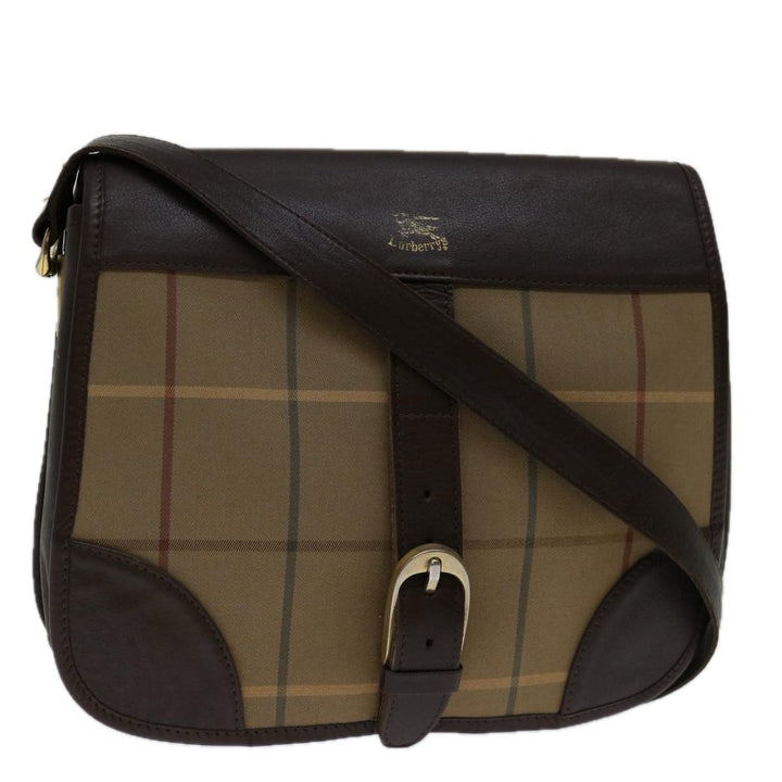 BurberrySs Nova Check Shoulder Bag Canvas Beige Auth 69685