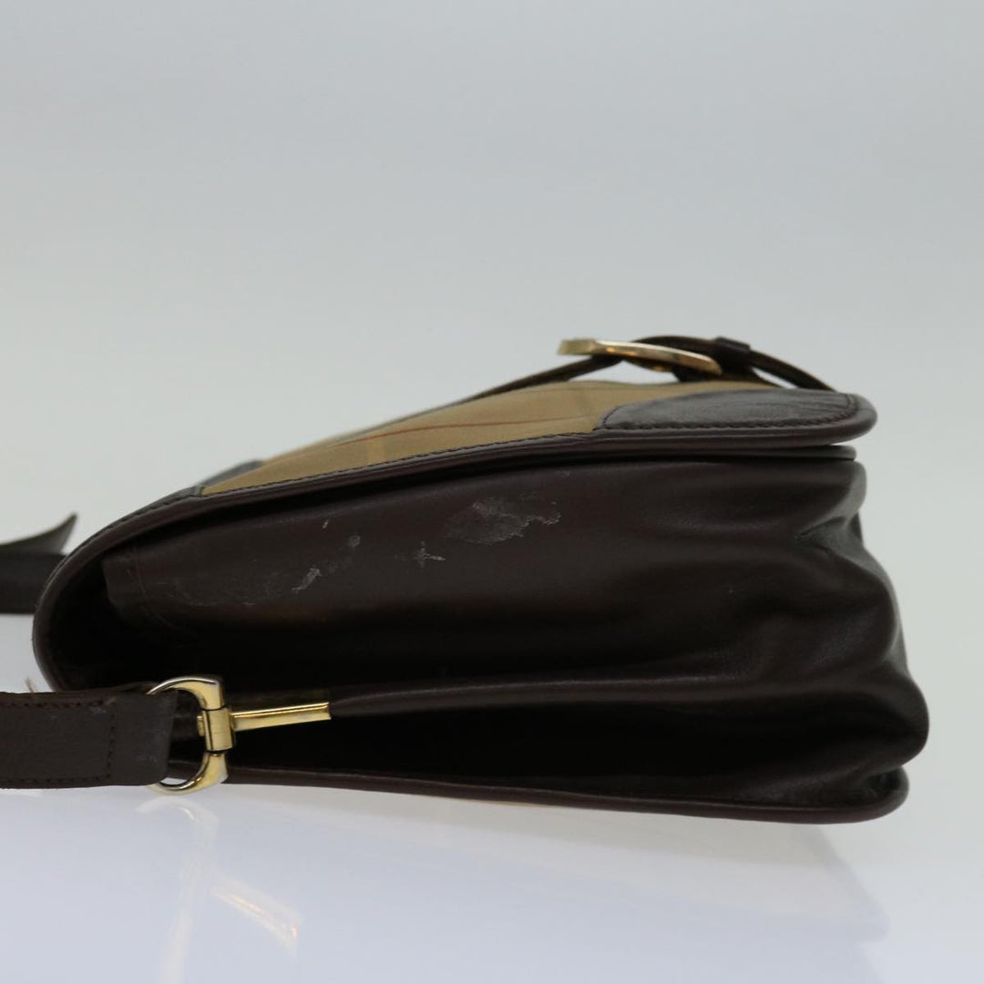 BurberrySs Nova Check Shoulder Bag Canvas Beige Auth 69685