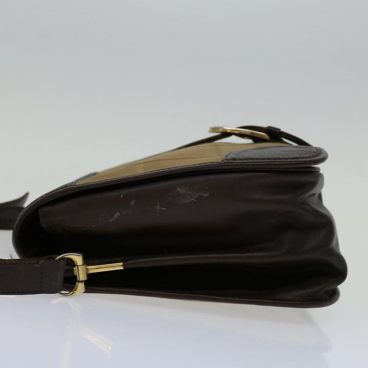 BurberrySs Nova Check Shoulder Bag Canvas Beige Auth 69685