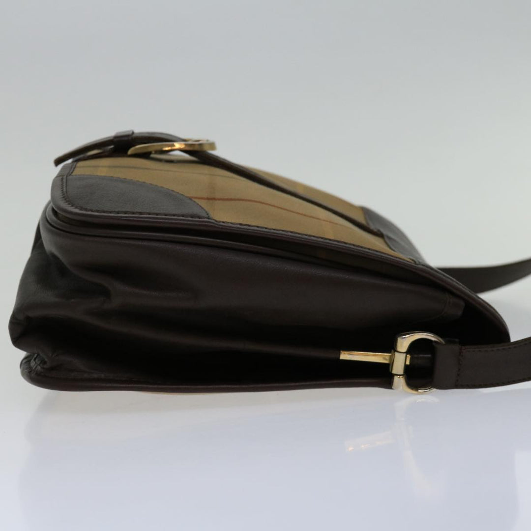 BurberrySs Nova Check Shoulder Bag Canvas Beige Auth 69685