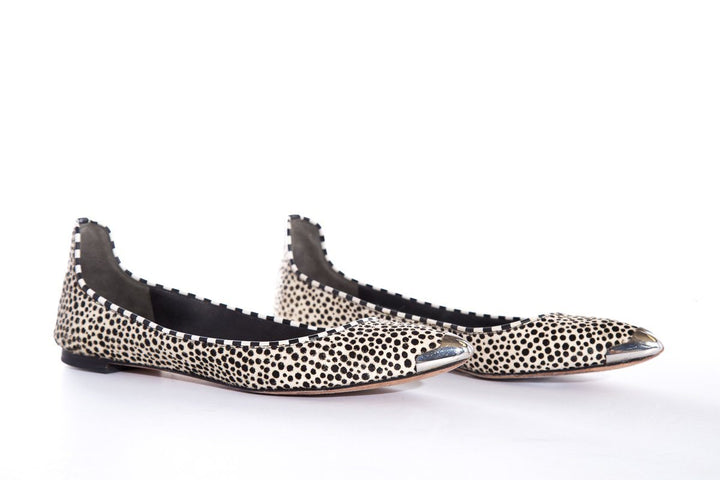 Brian Atwood Black & White Polka Dot Pointed-Toe Flats SZ 7.5