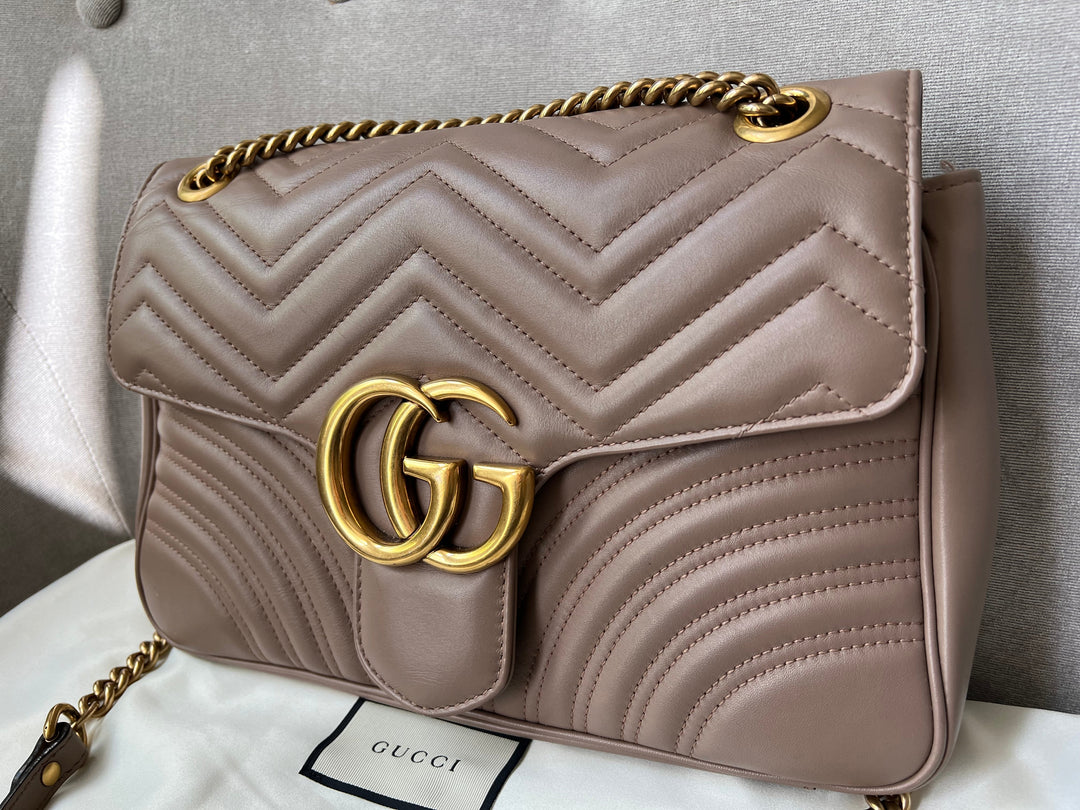 Gucci GG Dusty Pink Marmont Medium Shoulder Bag (RRP £2,070)