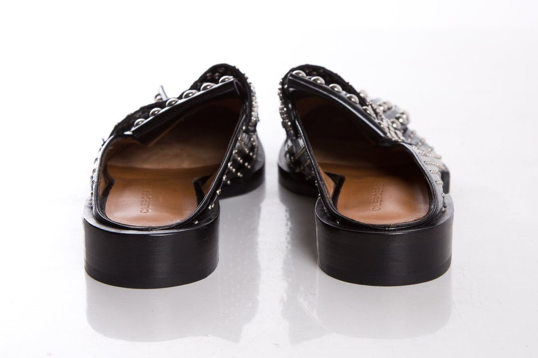 Clergerie Black Studded Mules SZ 36