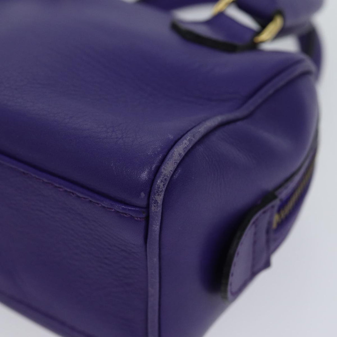 Celine Hand Bag Leather 2way Purple Auth 69720