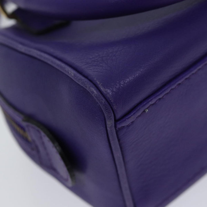 Celine Hand Bag Leather 2way Purple Auth 69720