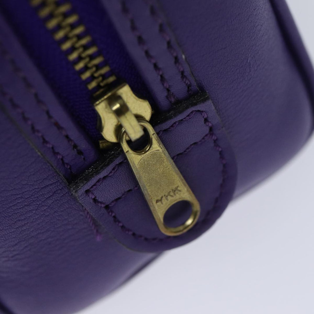 Celine Hand Bag Leather 2way Purple Auth 69720