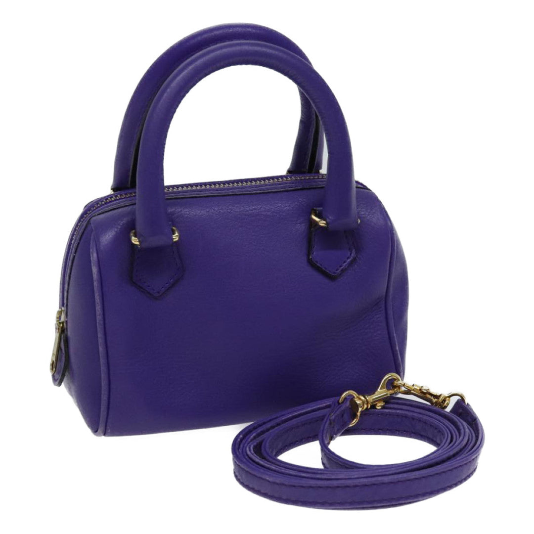 Celine Hand Bag Leather 2way Purple Auth 69720
