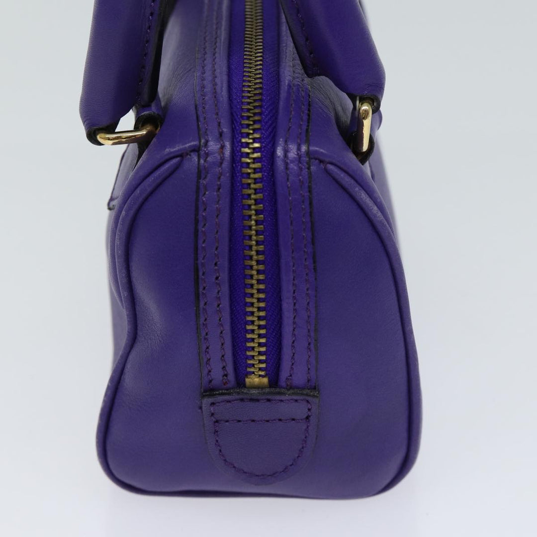 Celine Hand Bag Leather 2way Purple Auth 69720