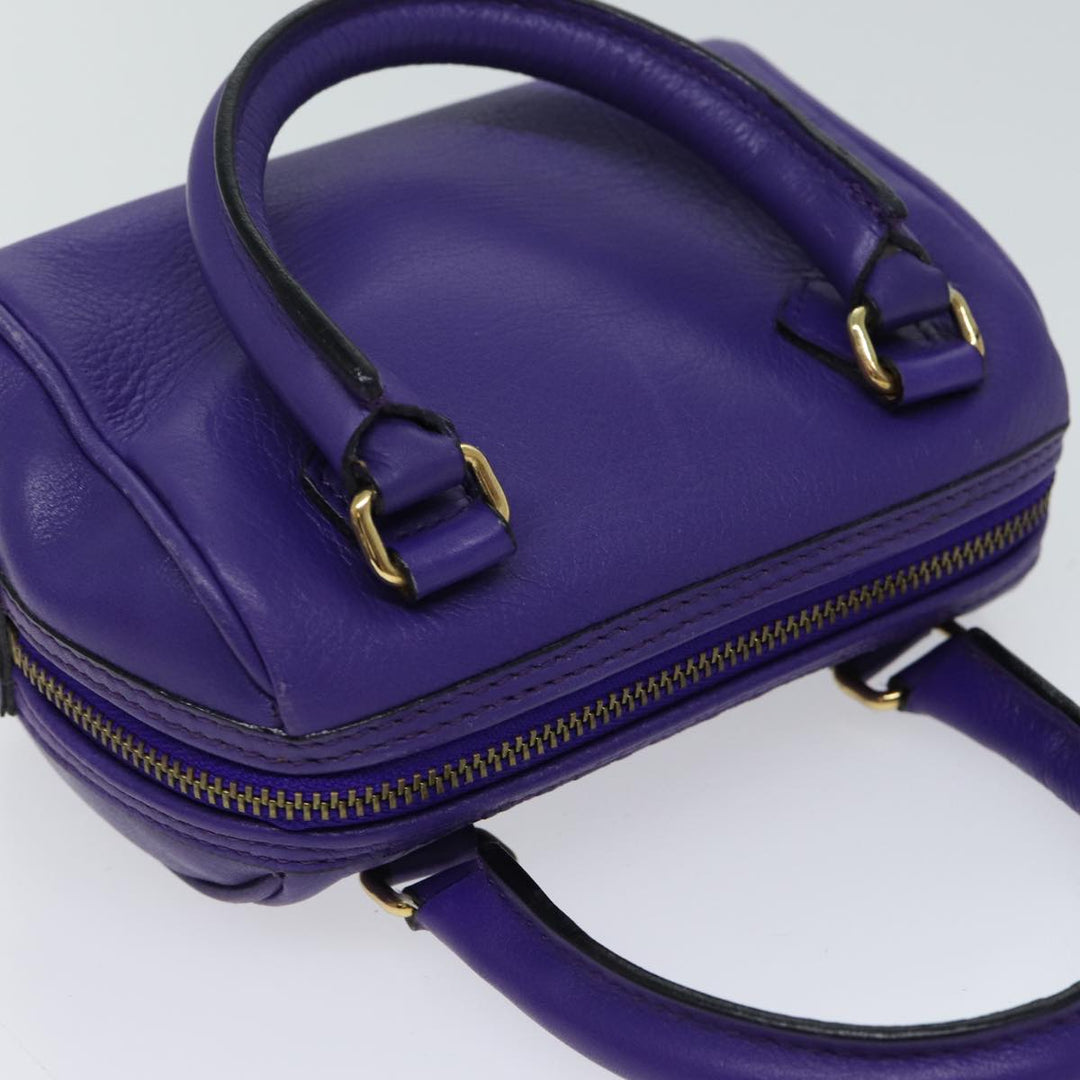 Celine Hand Bag Leather 2way Purple Auth 69720