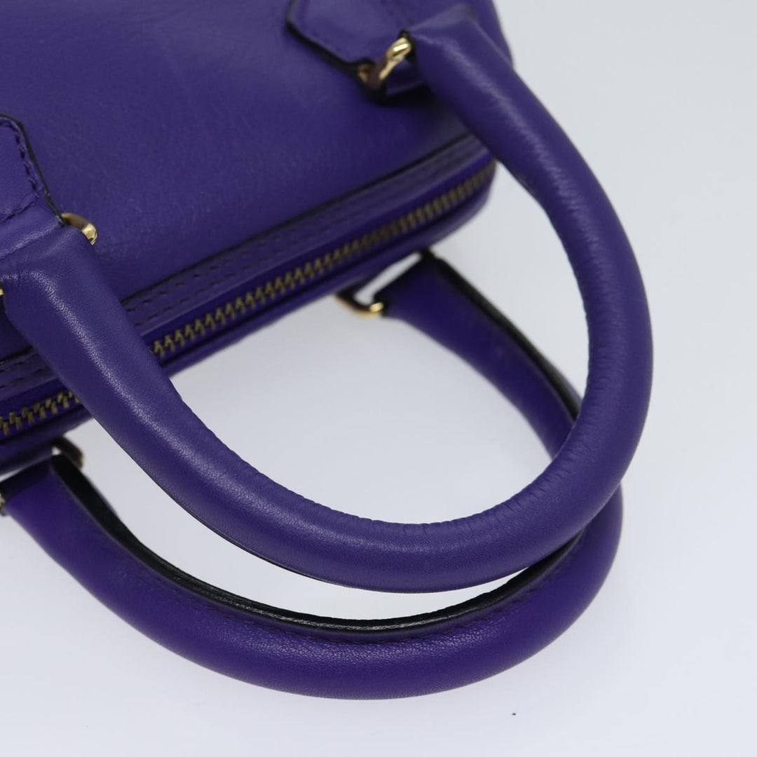 Celine Hand Bag Leather 2way Purple Auth 69720