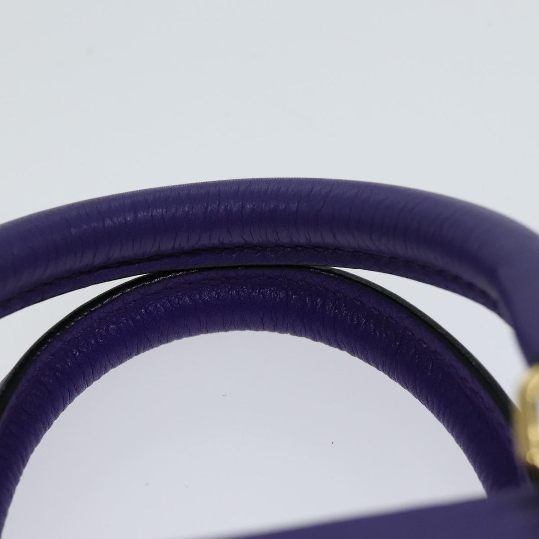 Celine Hand Bag Leather 2way Purple Auth 69720