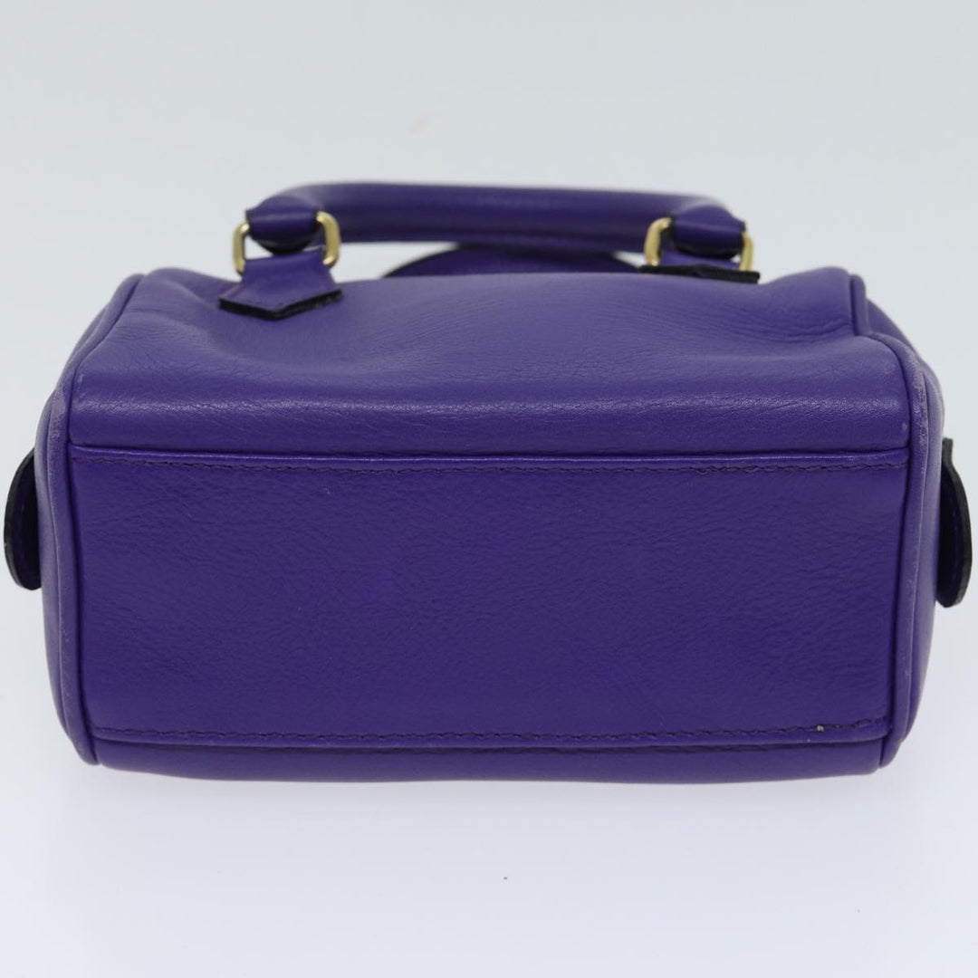 Celine Hand Bag Leather 2way Purple Auth 69720