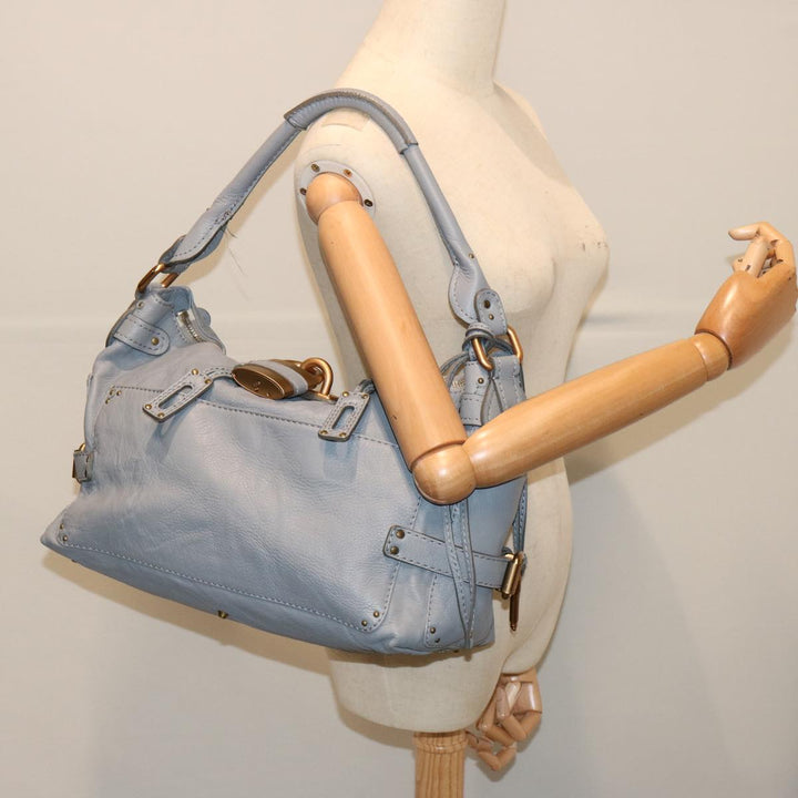 Chloe Paddington Hand Bag Leather Light Blue 69740