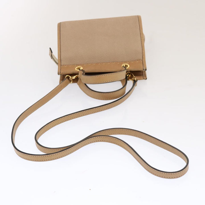 Celine Hand Bag Leather 2way Beige Auth 69861