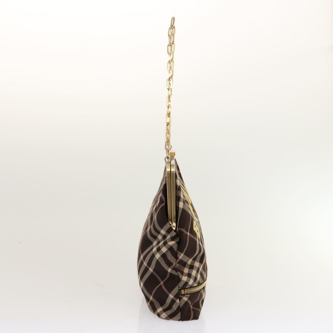 BURBERRY Nova Check Blue Label Chain Shoulder Bag Canvas Brown Auth 69961