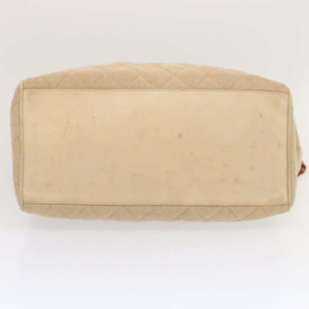 Chanel Tote Bag Canvas Beige CC Auth 69969