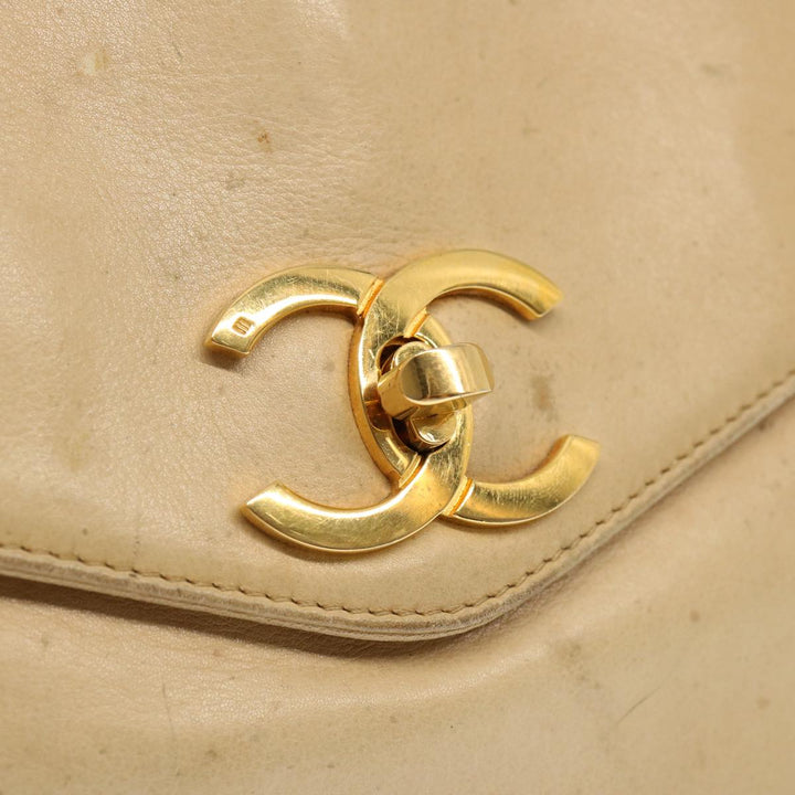 Top Quality Chanel Chain Tote Bag Leather Beige CC Auth 69975A
