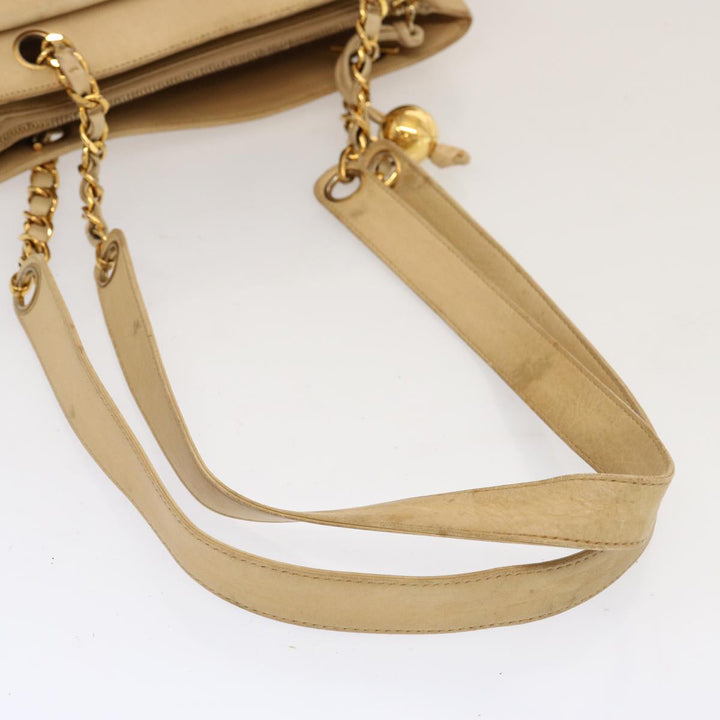 Top Quality Chanel Chain Tote Bag Leather Beige CC Auth 69975A