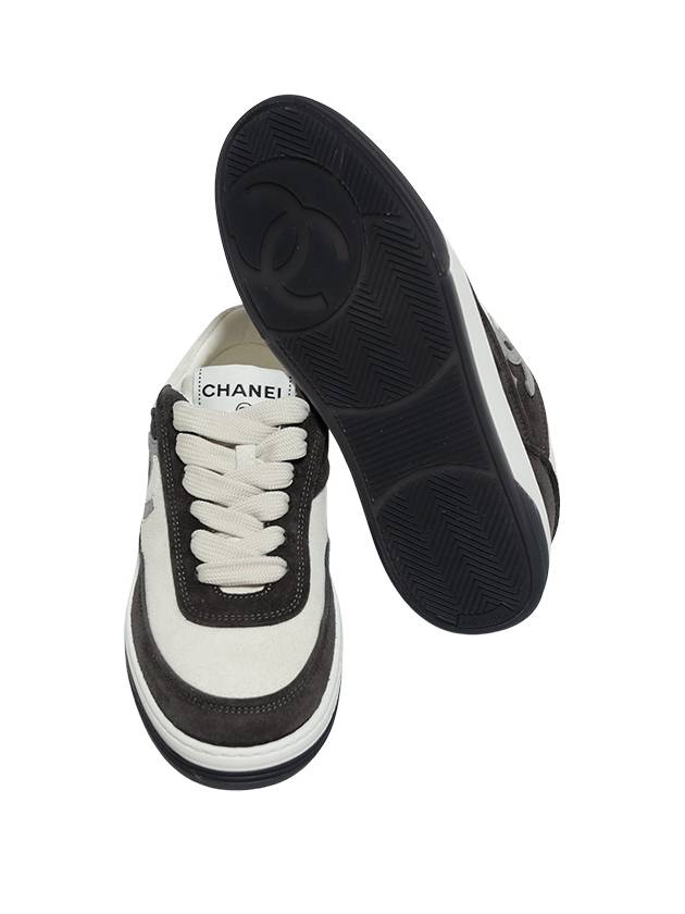 CC Logo Suede Kidskin Low Top Sneakers Black Chanel