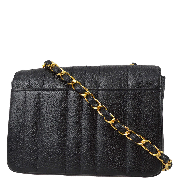 Top Quality Chanel * 1994-1996 Black Caviar Mini Vertical Stitch Straight Flap Bag