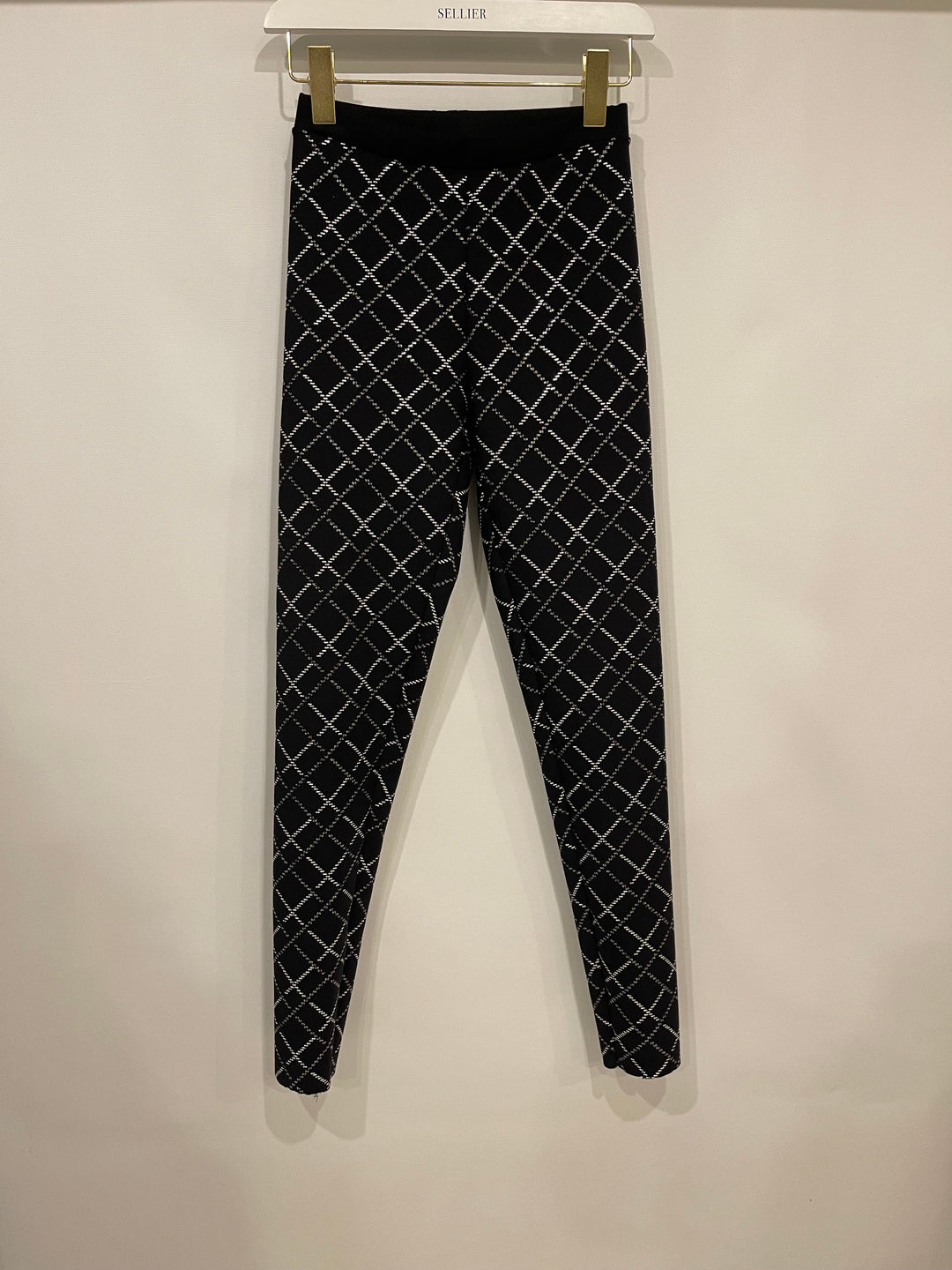 Top Quality Chanel Black Leggings with Silver Quilted Details Size FR 34 (UK 6)