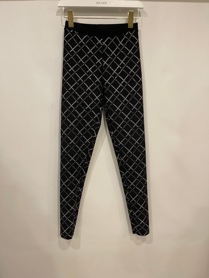 Top Quality Chanel Black Leggings with Silver Quilted Details Size FR 34 (UK 6)
