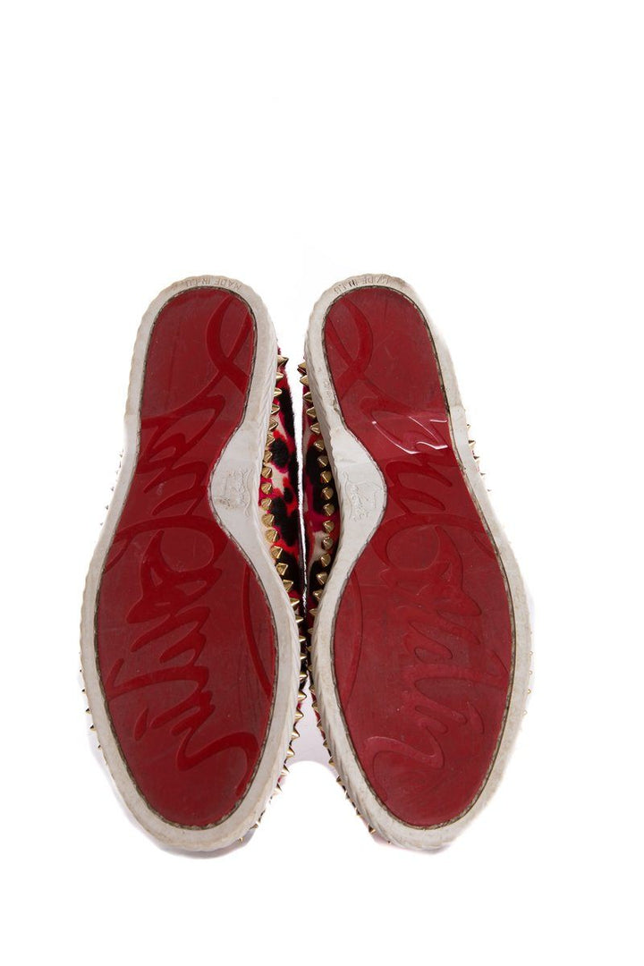 Christian Louboutin Pink Steckel Leopard Print Loafers SZ 37