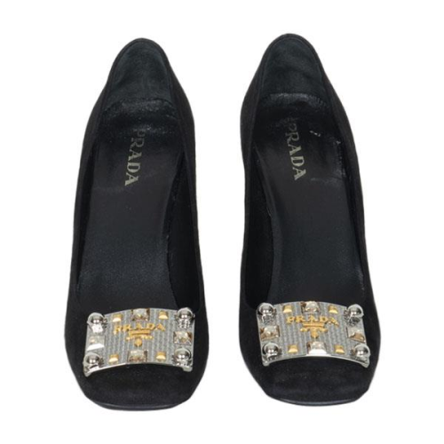 Prada Suede Crystal Embellished Pumps