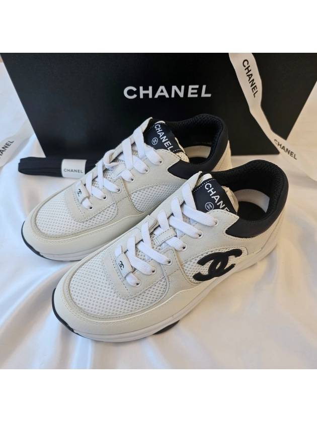 CC Logo Suede Tennis Low Top Sneakers Black Chanel