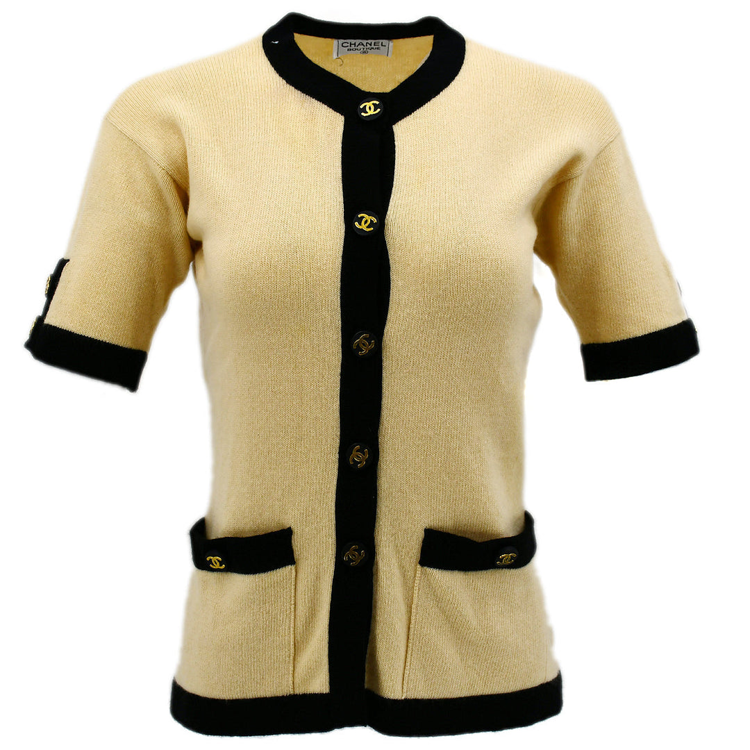 Top Quality Chanel Short Sleeve Cardigan Ivory