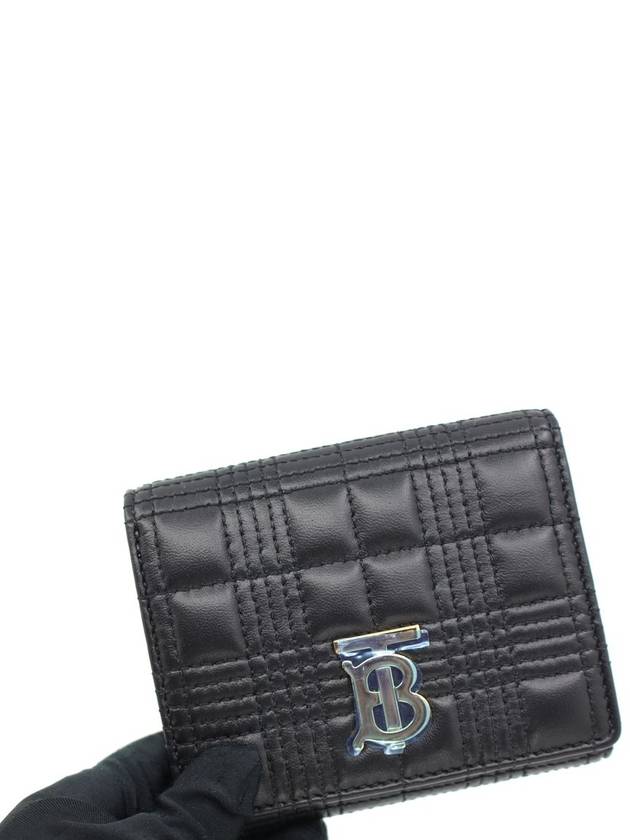 Burberry Quilted Lambskin Lola Small Half Wallet Black