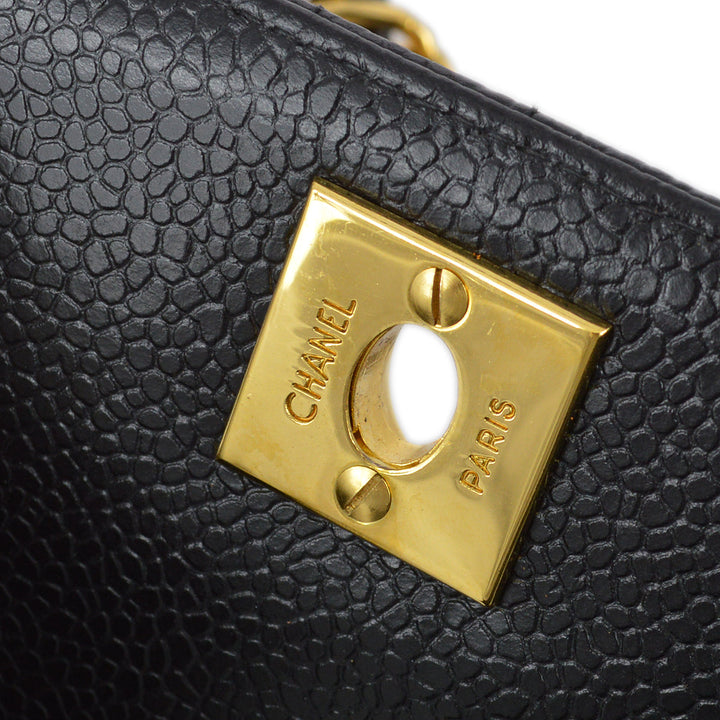 Top Quality Chanel * 1994-1996 Black Caviar Mini Vertical Stitch Straight Flap Bag