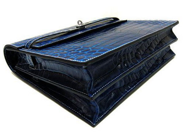 Hermes Briefcases H1053 Unisex Briefcase Blue Handbag