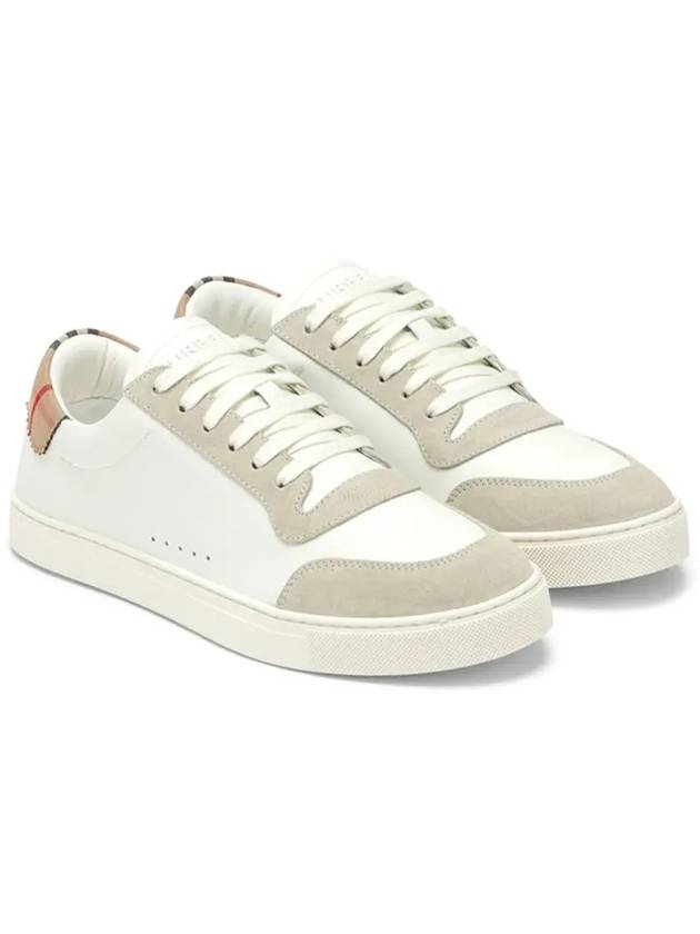Top Quality Burberry Leather Suede Check Cotton Low Top Sneakers White