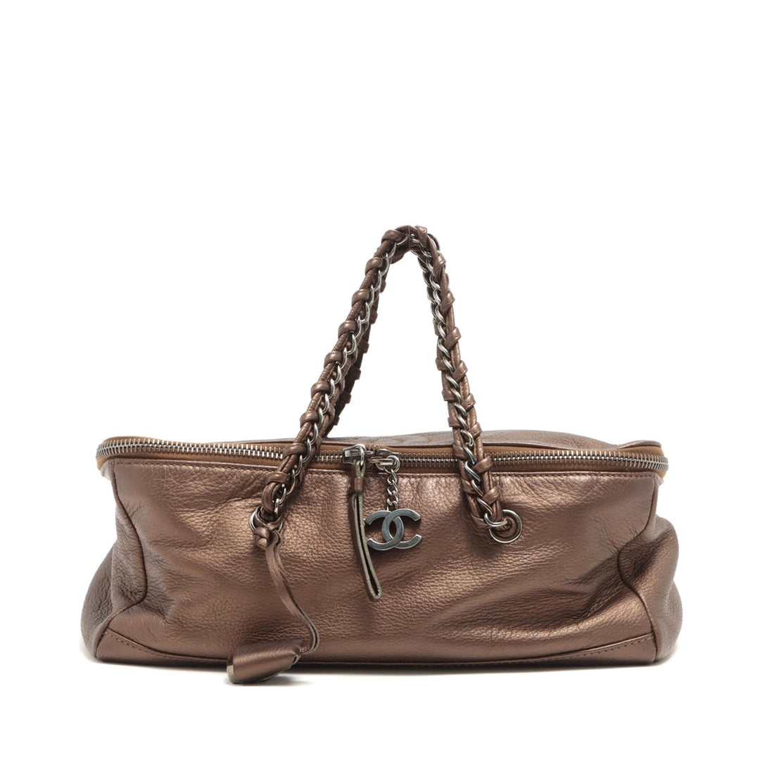 Top Quality Chanel Coco Leather Chain Shoulder Bag Brown Silver G