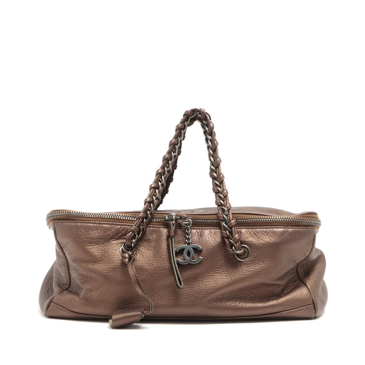 Top Quality Chanel Coco Leather Chain Shoulder Bag Brown Silver G
