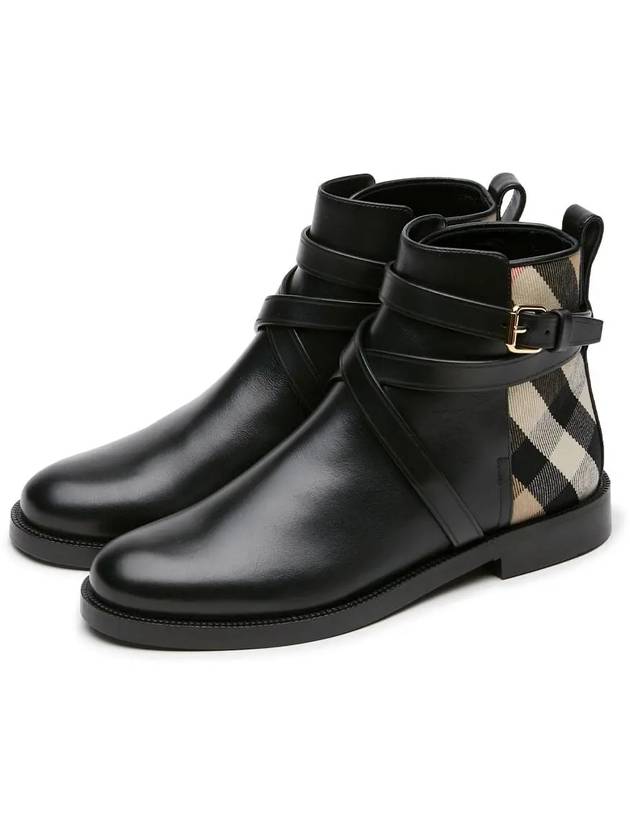 Burberry House Checked Leather Chelsea Boots Black