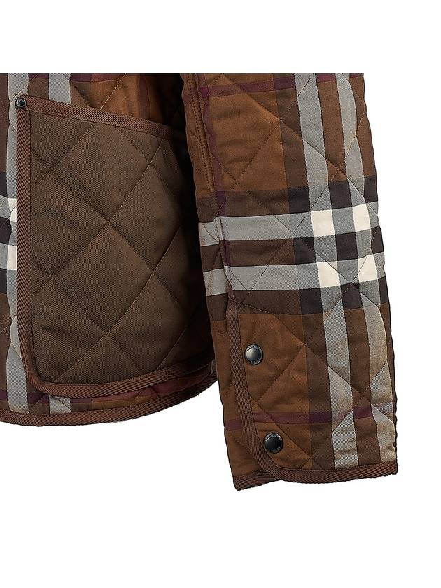Burberry Check Stripe Quilted Bomber Jacket Brown