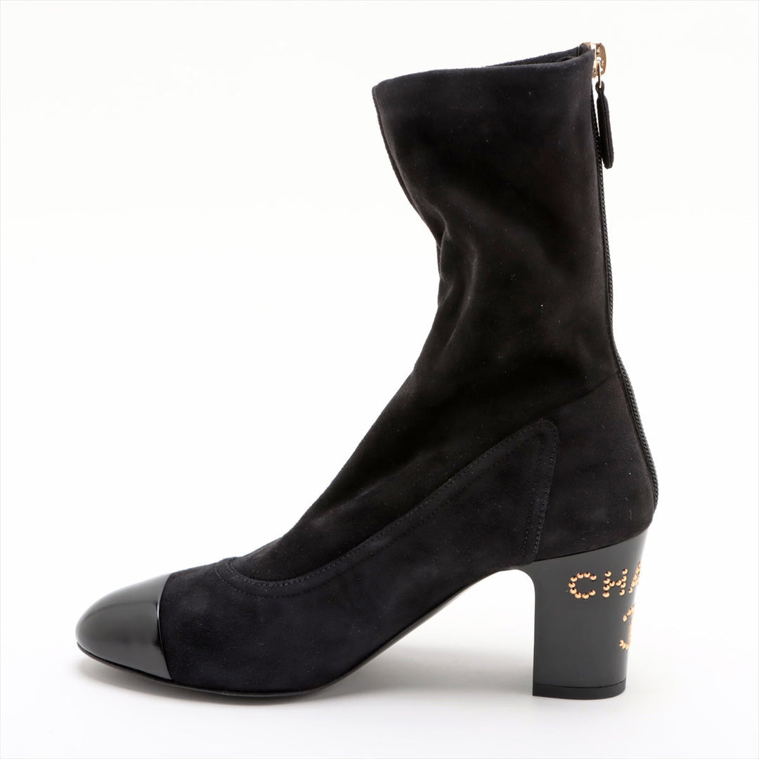 Top Quality Chanel Coco Short Boots 36  Black G35000 Line Stone