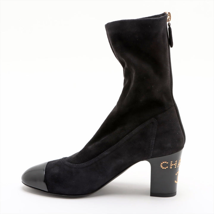 Top Quality Chanel Coco Short Boots 36  Black G35000 Line Stone