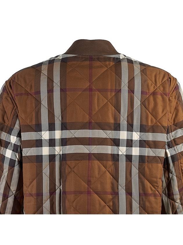 Burberry Check Stripe Quilted Bomber Jacket Brown