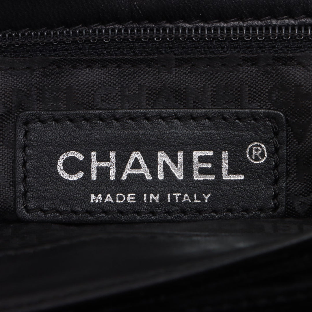 Top Quality Chanel Camelia Belbet X Leather Chain Shoulder Bag Black Silver G