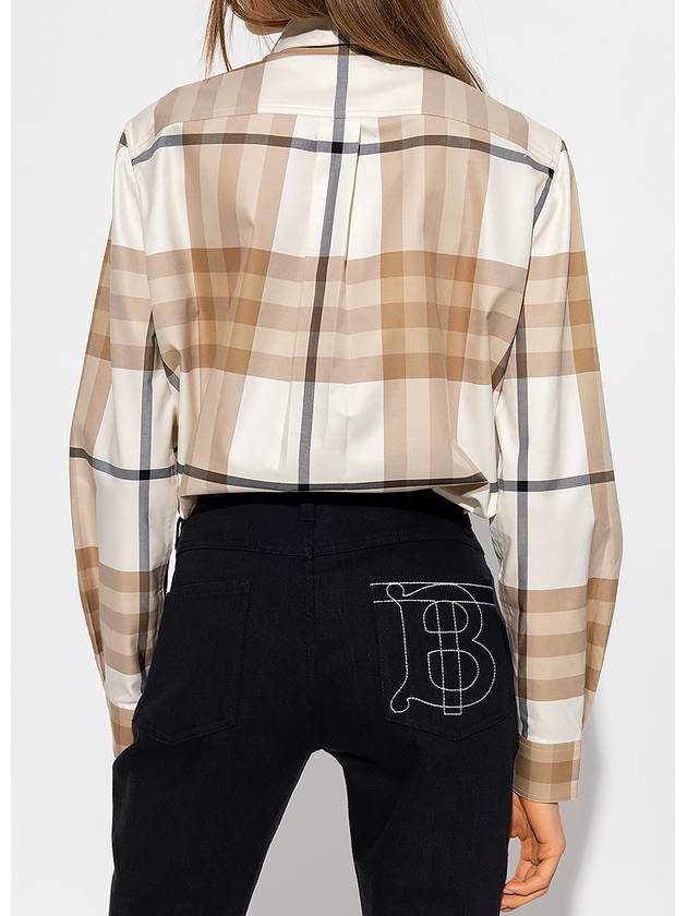 Burberry Check Pattern Cotton Shirt Beige