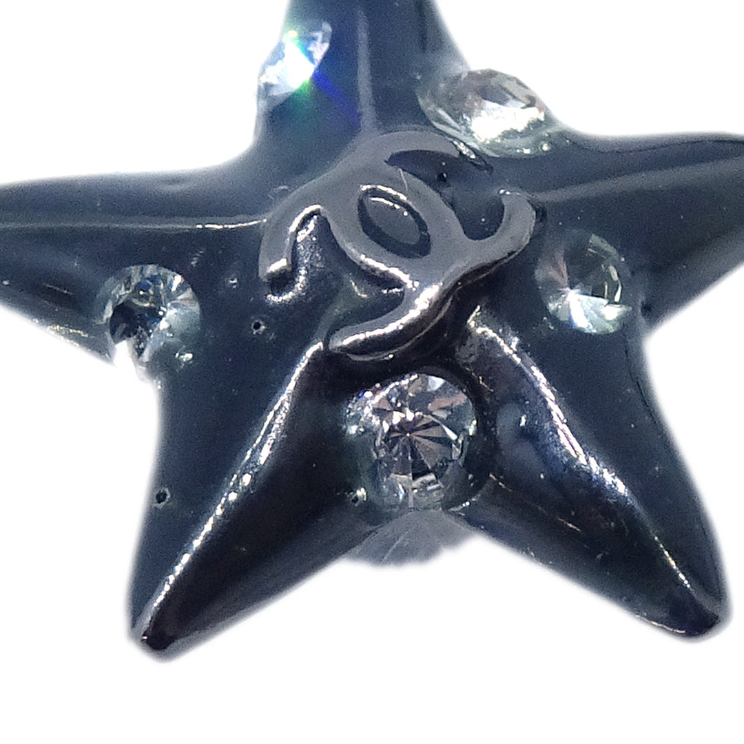 Top Quality Chanel Star Rhinestone Piercing Earrings Black 03A