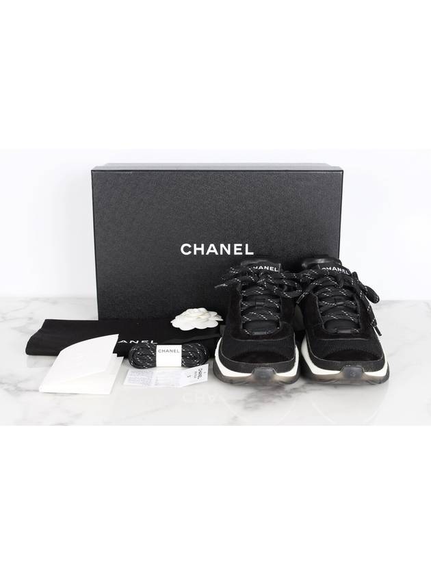 New mixed fiber quilting sneakers 36 5 235 Chanel