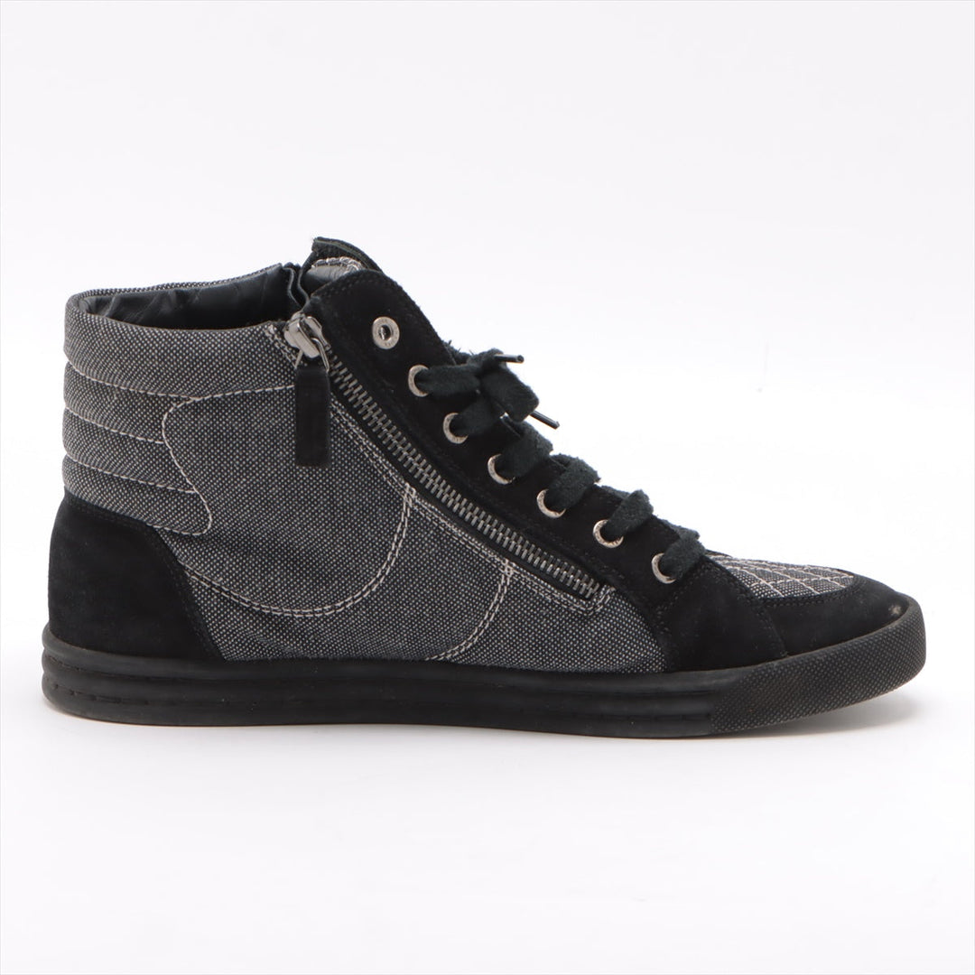 Top Quality Chanel Coco sweat x canvas high-cut sneaker 39 ladies black x white G30617 mattress double jeep stick  happy market shop