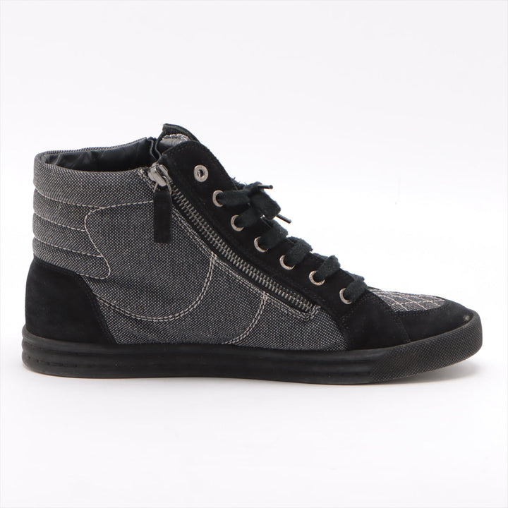 Top Quality Chanel Coco sweat x canvas high-cut sneaker 39 ladies black x white G30617 mattress double jeep stick  happy market shop