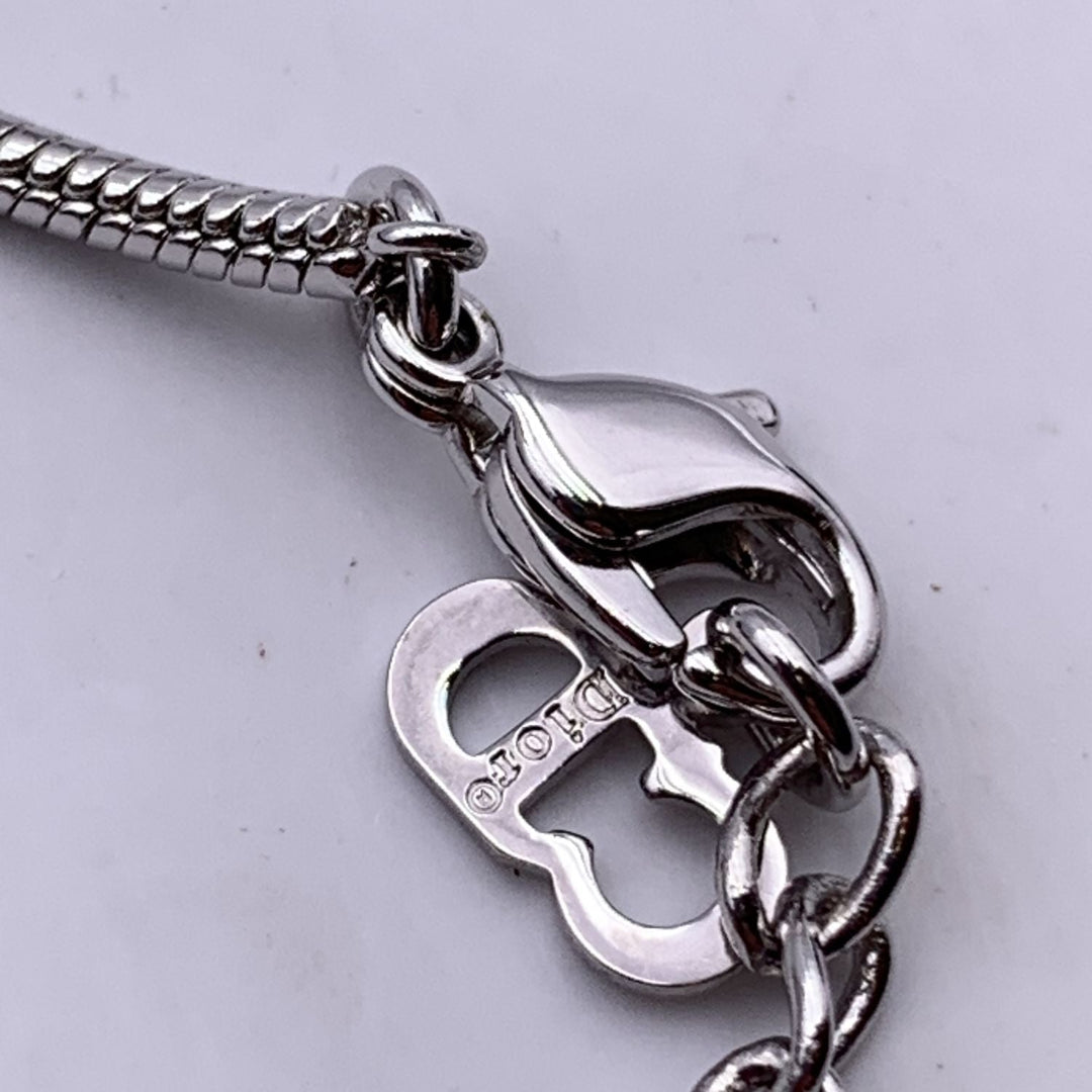 CHRISTIAN Top quality Dior Silver Metal D Logo Pendant Chain Necklace